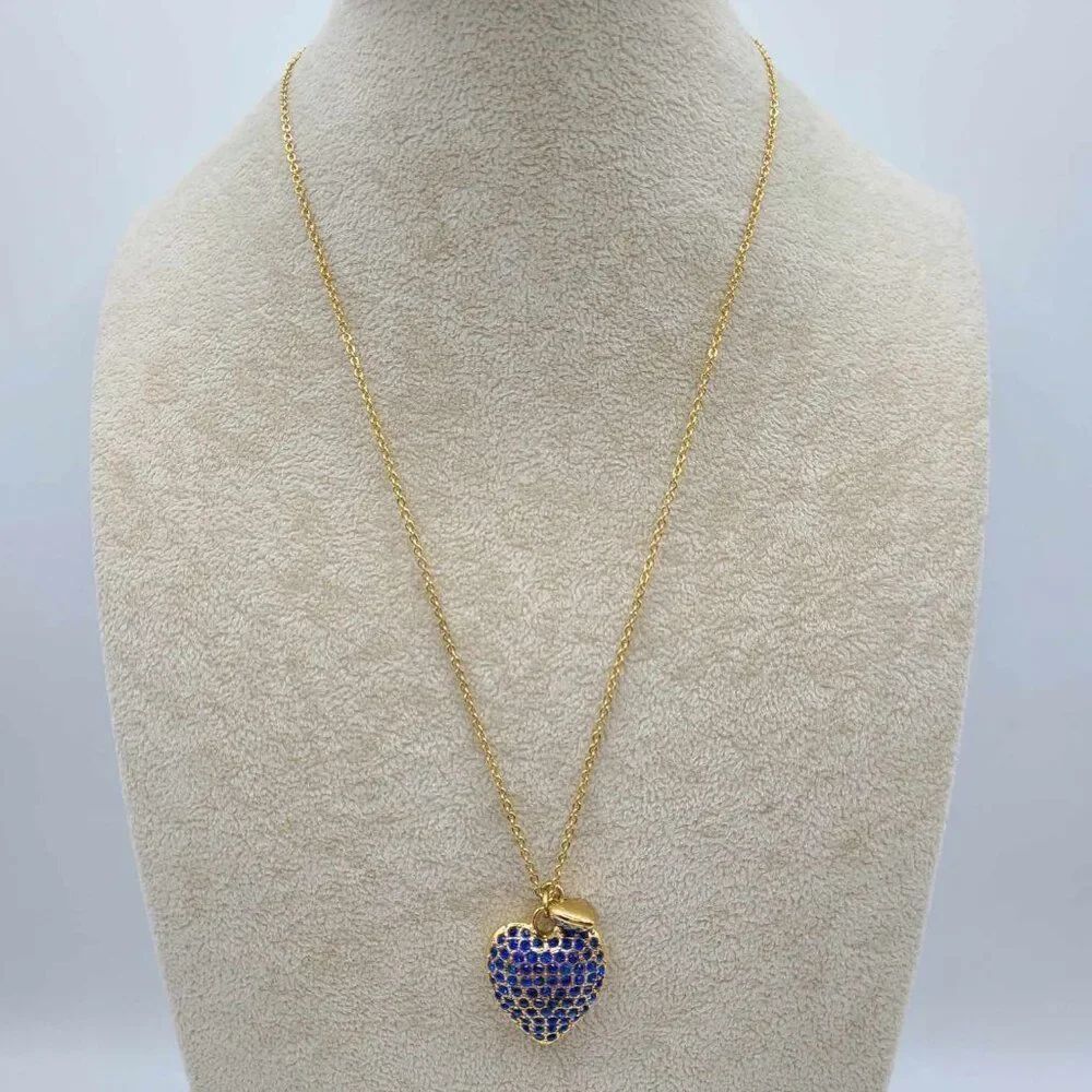 J Crew Reversable Gold Tone and Blue Crystal Pave Necklace NWOT!